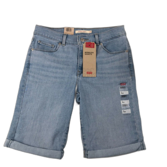 Levi's Oahu Morning Dew Bermuda Shorts Women's Size 26 Mid Rise Sculpt - Picture 1 of 6